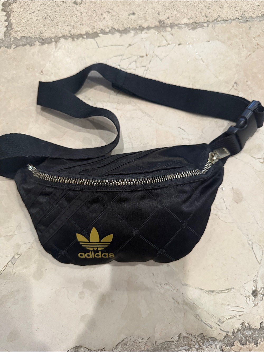 adidas Black and Gold Trefoil Waist Bag Fanny pack limited